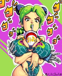 2girls big_breasts corregidormaty drink female female_only groping_breasts jojo's_bizarre_adventure jolyne_kujo multiple_girls stand_(jjba) stone_free stone_ocean tagme