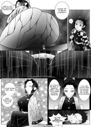 breasts demon_slayer facesitting feelaxart giantess kamado_tanjirou kimetsu_no_yaiba kochou_shinobu