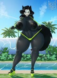 anthro big_breasts high_heels mal0 malo pool revifrry scp-1471 scp-1471-a scp_foundation sling_bikini solo swimsuit tagme thick_thighs voluptuous_female