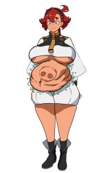 belly belly_bulge big_belly blue_eyes digest digested digested_alive digested_prey digesting digesting_live_prey digesting_prey digestion digestion_noises digestion_sequence edit edited f/f female female_pred female_predator female_prey gundam gundam_suisei_no_majo post-vore red_hair suletta_mercury vore