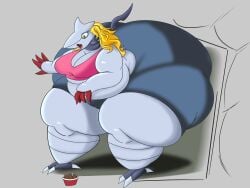 1girls anthro ass big_ass big_breasts blonde_hair breasts bubble_butt bucket_of_chicken cleavage colossal_ass enormous_ass female female_only gigantic_ass huge_ass hyper_ass itsyairishboi large_ass massive_ass nintendo obese overweight pokemon skarmory thick_thighs wide_hips