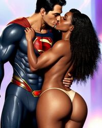 1boy1girl african_female ai_generated ass big_ass big_breasts big_butt breasts clark_kent dark-skinned_female dark_skin dc dc_comics duo female interracial interspecies kryptonian male male/female muscular muscular_male nubia straight superhero superman superman_(series) thong wide_hips