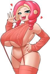 1girls breasts female hips horny huge_breasts naughty_face nintendo nobunagapero octoling octoling_girl peronattu pink_hair splatoon splatoon_(series) splatoon_3 tentacle_hair thick_thighs thighs virgin_destroyer_sweater wide_hips