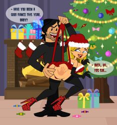 1female 1male age_difference ass black_hair black_socks blonde_hair blue_eyes bubble_butt busty chris_mclean christmas christmas_outfit christmas_tree dat_ass elbow_gloves female heels high_heels hourglass_figure lindsay_(tdi) long_hair male mature_male older_dom_younger_sub older_male older_man_and_teenage_girl pennsatucky sexy_santa short_hair socks socks_and_heels spank_marks spanking stockings teenage_girl teenager thigh_socks thighhighs total_drama_(series) total_drama_island wedgie wedgie_spanking wide_hips younger_female