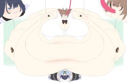 2girls blob blue_hair brown_hair close-up dark_blue_hair fat fat_female fat_fetish feeding feeding_tube hololive hololive_english morbidly_obese morbidly_obese_female multiple_girls nanashi_mumei obese obese_female ouro_kronii ussbbw virtual_youtuber