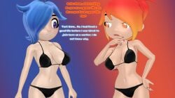 2024 2girls 3d 3d_(artwork) belle_fontiere black_bra black_panties blue_hair female female_focus female_only glitch_productions image kapp-99 meta_runner mikumikudance questionable red_hair smg4 tari_(smg4) youtube