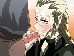 blush censored claymore clothing cum fellatio mosaic_censoring ophelia_(claymore) oral_sex penis tagme