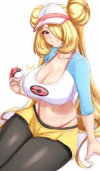 1girls anisdrawn blonde blonde_female blonde_hair blonde_hair_female breasts cleavage cosplay customized_cosplay cynthia_(pokemon) female hair_over_one_eye hat hi_res hips huge_breasts light-skinned_female light_skin long_hair nintendo pokémon pokemon pokemon_champion pokemon_dppt rosa_(pokemon)_(cosplay) skirt thick_thighs thighs twin_buns twintails wide_hips