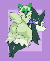 anthro ass big_butt domestic_cat duo felid feline felis generation_9_pokemon girly heart hi_res mammal meowscarada nintendo pokemon pokemon_(species) pokemon_sv samirachuni shiny_pokemon sprigatito