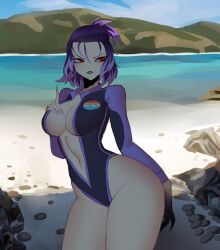 big_breasts brawlhalla eirlys female female_only nix_(brawlhalla) purple_hair red_eyes swimsuit