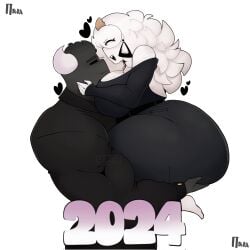 anthro ass big_ass big_breasts curvy curvy_milf dark-skinned_male dark_skin dilf earrings fat goth goth_girl hair horns kay_(srnava) lifting milf muscular muscular_male smile srnava voluptuous white white_horn wholesome