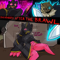 animate_inanimate anthro banette breasts breath defeated diamond_grenadier female female_only hi_res honedge imminent_rape imminent_sex instant_loss instant_loss_2koma mega_banette mega_evolution pokémon_(species) pokemon pussy sweat tagme text thick_thighs thighs