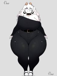 anthro big_ass big_breasts breasts curvy curvy_body curvy_hips earrings fat goth goth_girl horns huge_breasts kay_(srnava) mature_female milf smile srnava thick_thighs voluptuous white_hair wide_hips