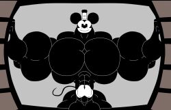 balls disney hyper_muscles looking_at_viewer male_only mickey_mouse mouse muscular muscular_male non-human non-human_only penis public_domain rat steamboat_willie toony wish-granter