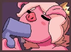 alternate_form animated anthro big_lips blowjob blush caressing_testicles closed_eyes crown cum cum_in_mouth furry grabbing_balls groping_balls human_princess_(princess_and_conquest) lilmoonie male naked penis pig pig_ears pig_girl pig_nose pixel_animation pixel_art princess princess_and_conquest sound tagme video