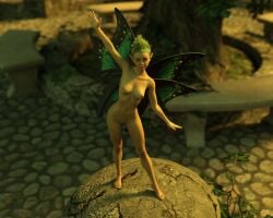 1girls 3d 3d_(artwork) daz3d daz_3d daz_studio fairy fairy_wings female female_focus female_only green_eyes green_hair jordanja nude nude_female