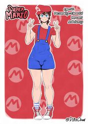 1boy aged_down bulge character_sheet clothing dittochad english_text femboy feminization human male male_only mario mario_(series) nintendo solo solo_focus solo_male standing text twink