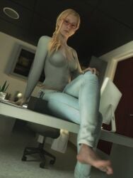 1girls 3d after_hours annette_birkin assertive_female badge barefoot blonde_female blonde_hair blonde_hair_female blue_eyes breasts capcom caucasian_female cleavage clipboard clothed clothed_female desk discarded_clothing doctor dominant_female feet feet_focus feet_in_camera female female_doctor female_focus female_only female_pervert female_scientist foot_fetish foot_focus foot_worship footwear glasses holding_footwear holding_object holding_shoes indoors labcoat large_breasts leg_hanging_from_desk legs_on_desk light-skinned_female long_hair looking_aside looking_away male_pov mature_female milf nerdy_female ponytail pov presenting_feet red_nose resident_evil resident_evil_2 resident_evil_2_remake scientist shoes_off shoes_removed sitting_on_chair sitting_on_desk soles solo solo_female solo_focus tagme taking_clothes_off tank_top toes viewed_from_below watch wearing_glasses wedding_ring word2