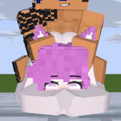 1boy 1girls 3d big_breasts big_penis blush completely_nude completely_nude_female jem_(chaosdiamond) mine-imator minecraft mizuki_(mymizukid) mymizukid naked penis pink_ears pink_eyes pink_hair pussy pussy_juice sex tagme