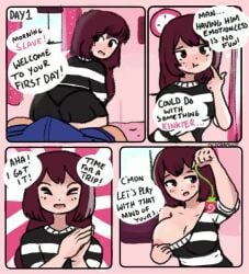 animated brown_hair comic emirichu english_text erection femdom huge_breasts hypnosis mind_control octoramune page_2 see-through_skirt slave speech_bubble tagme twerking video youtube youtuber