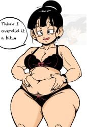 bbw_mom black_body black_eyes chichi chubby chubby_female color colored colored_inner_hair colored_sketch dragon_ball dragon_ball_z tatakihaise_colors