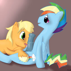 applejack_(mlp) flamethebrony friendship_is_magic genderswap_(ftm) my_little_pony rainbow_dash_(mlp) rainbow_hair rule_63 smooth_skin