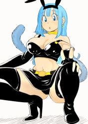 1girl 1girls asian_female belly belly_button big_breasts black_leather black_panties blue_eyes blue_hair blue_tail bra_(dragon_ball) bra_briefs choker clothed_female dragon_ball dragon_ball_gt dragon_ball_super dragon_ball_z ear_piercing earrings elbow_gloves exposed_panties eyebrows eyebrows_visible_through_hair eyelashes female_focus fingerless_gloves high_heels leather leather_clothing legwear light_blue_eyes light_blue_hair long_hair long_hair_female long_tail looking_at_viewer painti pov saiyan_girl solo solo_female squatting squatting_female squatting_position stockings tagme tail thick_thighs thigh_boots