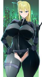 1girls blonde_hair blue_eyes bodysuit breasts female female_only high_resolution kataku_musou large_breasts looking_at_viewer original solo thighs very_high_resolution wide_hips