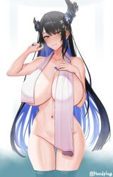 1girls 2024 2d 2d_(artwork) artist_signature bare_belly bare_legs bare_stomach bare_thighs belly belly_button big_breasts black_hair blue_eyes blue_nail_polish blue_nails blush blushing_at_viewer boobs breasts color demon demon_girl demon_horns fanart full_color hair hair_ornament handplug hands_on_breasts hololive hololive_english hololive_english_-advent- horn horns huge_breasts idol large_breasts light-skinned_female light_purple_eyes light_skin long_hair looking_at_viewer massive_breasts mole mole_under_eye monster_girl multicolored_hair naked_towel nerissa_ravencroft partially_submerged purple_eyes smile smiling smiling_at_viewer solo thick_thighs thighs towel towel_around_neck towel_over_breasts very_long_hair virtual_youtuber voluptuous voluptuous_female vtuber water youtuber