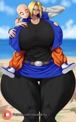 1boy 1boy1girl 1girls alternate_breast_size android_18 big_breasts big_hipped big_hips blonde_hair breasts canon_couple cloudybits couple dragon_ball dragon_ball_z female female_focus height_difference hips hips_wider_than_shoulders huge_breasts huge_hips krillin kuririn large_breasts large_hips larger_female massive_breasts shounen_jump size_difference smaller_male tagme thick_thighs thighs wide_hips