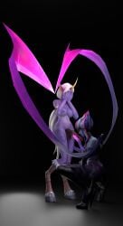 1futa 1girls 3d absurd_res breasts covering_face demon demon_girl evelynn femdom futanari gold_eyes horsecock kinkyleague3d league_of_legends licking_penis peeping pink_hair purple_skin self_upload shy soraka succubus white_hair