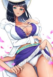 1girls akuma_no_mi big_breasts black_hair blue_eyes clothed clothing cowboy_hat female female_focus female_only hana_hana_no_mi hat kasumi6 large_breasts long_hair looking_at_viewer miss_all_sunday nico_robin one_piece panties pre-timeskip showing_panties solo solo_female thick_thighs underwear