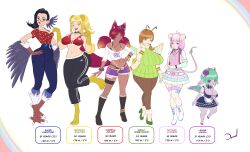 5girls animal_ears antennae asymmetrical_hair bee_girl big_breasts bikini_top blonde_female blonde_hair dark-skinned_female dark_skin dazol dog_ears dog_girl dog_tail ear_ring feathered_wings fox_ears fox_girl fox_humanoid fox_tail foxgirl glass glasses gloves goat_ears hooves horns horns_and_hooves huge_breasts humanoid insect_girl insect_wings kaori_kurotori kemonomimi large_breasts levina_capra light-skinned_female light_skin lipstick looking_at_viewer makeup miela_honeywood original_character pointy_ears reference_image reference_sheet sand sea seaside short_stack shorts shortstack tagme toned toned_female trap veronika_shaffer vine white_hair wine winged_arms winged_humanoid wings