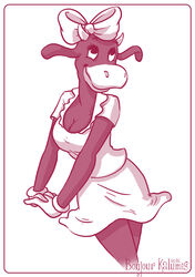 1girls 2012 anthro anthro_only clarabelle_cow disney female female_only fully_clothed kalumis monochrome solo tagme