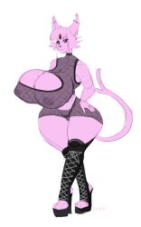 absurd_res big_breasts boots breasts clothing cressalias eeveelution espeon fishnet fishnet_clothing fishnet_topwear footwear generation_2_pokemon hi_res knee_highs legwear nintendo nipple_outline nipple_piercing nipples no_humans piercing pokemon pokemon_(species) pokemorph topwear