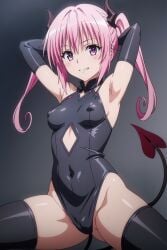 ai_generated devilukean nana_asta_deviluke pink_hair small_breasts to_love-ru twintails violet_eyes