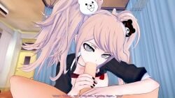 1boy 1girls animated black_nails blowjob breasts breasts_out danganronpa fellatio female female_focus handjob illusion_guy junko_enoshima koikatsu long_hair longer_than_one_minute mp4 open_mouth penis pov sound tagme twintails video