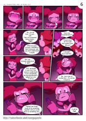 5girls clitoris clothed clothing comic comic_page dialogue english_text female female_only fully_clothed gangbang group namygaga petite self_upload spinel_(steven_universe) steven_universe text twintails yuri