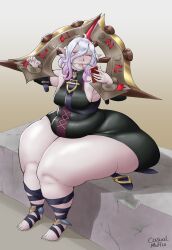 1girls bottom_heavy briar_(league_of_legends) casualmuffin clothing female female_only fully_clothed gigantic_ass huge_ass huge_hips league_of_legends overweight overweight_female sitting solo solo_female thunder_thighs weight_gain