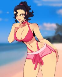 beach big_breasts big_breasts black_hair brawlhalla diana_(brawlhalla) eirlys female female_only