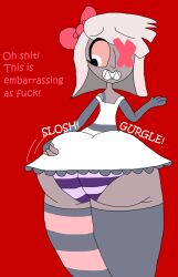 ass big_ass big_butt bubble_ass bubble_butt butt dress hair_ribbon hand_on_ass hand_on_butt hand_on_hip hazbin_hotel huge_ass huge_butt leggings long_hair looking_back looking_down one_eye panties pink_eyes shocked shocked_expression skirt somethingyano7 vaggie_(hazbin_hotel) vivienne_medrano