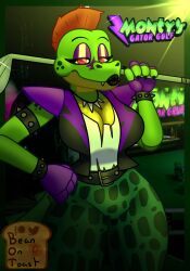 anthro beanontoast female female_only five_nights_at_freddy's five_nights_at_freddy's:_security_breach gator green_body montgomery_gator_(fnaf) rockstar_puppet_(artist) rule_63 sunglasses