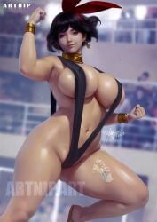 2023 artnip asian asian_female earrings filipino_female gold_bracelet gold_jewelry gold_necklace headband huge_ass huge_breasts huge_butt josie_rizal muscular_female namco smiling tanned_skin tekken tekken_7 thick_ass thick_thighs voluptuous voluptuous_female