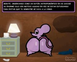 animated bonguitoweon butt_slap dildo male male_only mammal mouse murid murine non-human nude rodent sex_toy slap solo spanish_text text toony