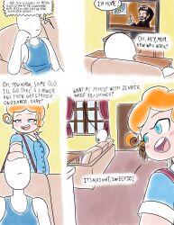 borderless_layout borderless_panel comic dialogue milf mom_(noxshade) mother_and_son noxshade orange_hair son_(noxshade) tagme text