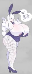 1girls 2d animal_ears animal_tail anthro areola_slip areolae big_breasts blush bowtie bunny_ears bunnysuit deltarune english english_text exposed_areolae fake_animal_ears female female_only fishnet fishnet_legwear fishnets footwear full_body goat_horns heels high_heels horns huge_breasts large_breasts leggings legwear massive_breasts mature mature_female mature_woman milf one_eye_closed plump purple_bunnysuit red_eyes solo solo_female sweat sweatdrop tail talking text text_bubble thick_thighs thighs toriel undertale undertale_(series) unyin voluptuous voluptuous_female white_body white_skin