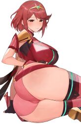 1girls ass breasts dat_ass female hi_res huge_ass kataku_musou light-skinned_female light_skin naughty_face nintendo pyra red_eyes red_hair short_hair thick_thighs wide_hips xenoblade_(series) xenoblade_chronicles_2
