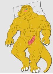 abs biceps dinosaur erection extreme_dinosaurs male male_only maxime-jeanne muscles nude pecs penis pose reptile scalie solo t-bone_(extreme_dinosaurs) tyrannosaurus_rex