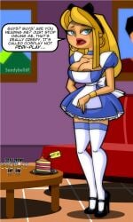 alice_in_wonderland alice_liddell_(cosplay) blaineley_(tdi) blonde_hair breasts busty cleavage cosplay female female_focus female_only high_heels hourglass_figure long_hair public_domain sandybelldf standing tagme total_drama_island wide_hips