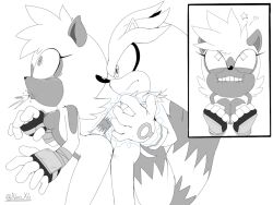 ambiguous_penetration ass breasts dubious_consent ears_up fingerless_gloves heart hedgehog lemur lip_biting monochrome neo_x6 nude psychic sega silver_the_hedgehog sonic_(series) sonic_the_hedgehog_(series) spitting_drink star star_shaped_pupils tail_grab tail_pull tangle_the_lemur